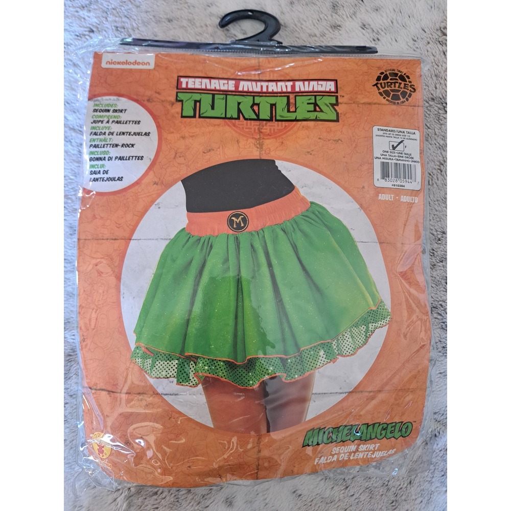 TMNT Michelangelo Sequin Skirt‎ Adult Costume Rubies Nickelodeon New ONE SIZE
